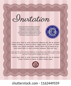 Red Invitation template. With quality background. Lovely design. Vector illustration. 