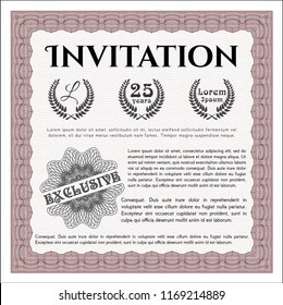 Red Invitation template. With quality background. Money style design. Detailed. 