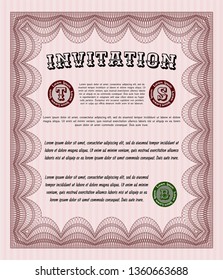 Red Invitation template. With quality background. Money Pattern design. Vector illustration. 
