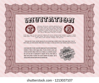 Red Invitation template. Retro design. Easy to print. Customizable, Easy to edit and change colors. 