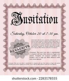 Plantilla de invitación roja. Diseño retro. Fondo complejo. Detallado. 