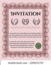 Red Invitation template. Sophisticated design. With quality background. Vector illustration. 