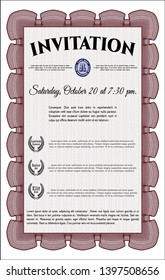 Red Invitation template. Sophisticated design. With complex background. Detailed. 