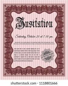 Red Invitation template. Superior design. With background. Detailed. 