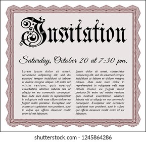 Red Invitation template. Superior design. Printer friendly. Vector illustration. 