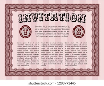 Red Invitation template. Superior design. Complex background. Vector illustration. 