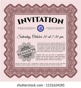 Red Invitation template. Vector illustration. With background. Nice design. 