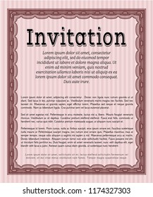 Red Invitation template. Vector illustration. Easy to print. Retro design. 