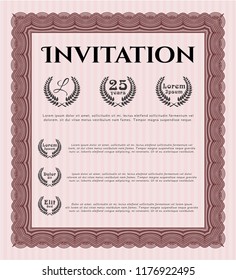 Red Invitation template. Vector illustration. Printer friendly. Modern design. 