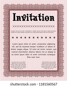 Red Invitation template. Vector illustration. With quality background. Money style design. 
