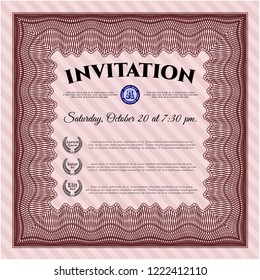 Red Invitation template. Vector illustration. Complex background. Money style design. 