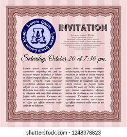 Red Invitation template. Vector illustration. Complex background. Cordial design. 