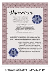 Red Invitation template. Vector illustration. With linear background. Good design. 