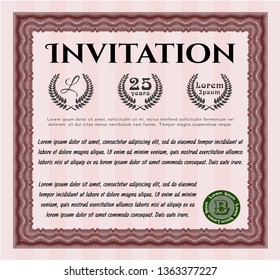 Red Invitation. Vector illustration. Complex background. Nice design. 