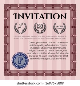 Red Invitation. Vector illustration. Complex background. Money Pattern design. 