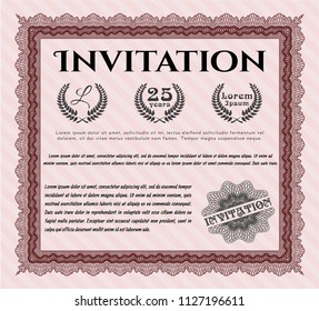Red Invitation. Vector illustration. Easy to print. Nice design. 