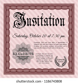Red Invitation. Vector illustration. Easy to print. Sophisticated design. 