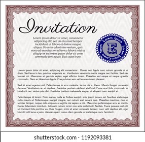 Red Invitation. Vector illustration. Printer friendly. Money Pattern design. 