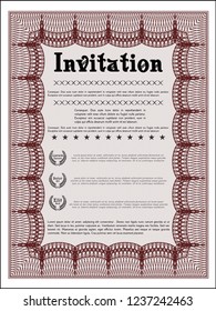 Red Invitation. Vector illustration. Printer friendly. Perfect design. 