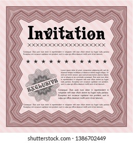 Red Invitation. Vector illustration. Printer friendly. Modern design. 