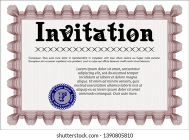 Red Invitation. Vector illustration. Printer friendly. Nice design. 