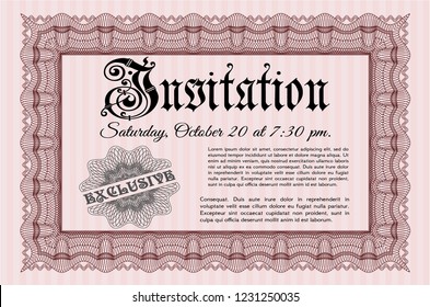 Red Invitation. Vector illustration. With quality background. Perfect design. 