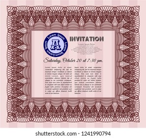 Red Invitation. Vector illustration. With quality background. Modern design. 