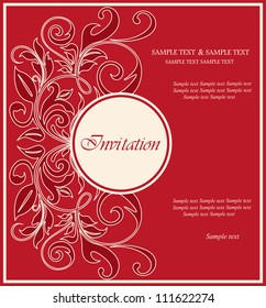 Red invitation vintage card.