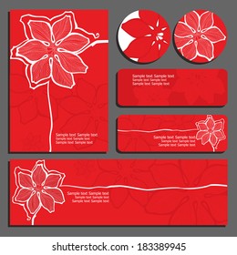 red invitations with white floral pattern