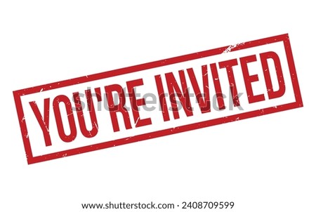Red You’re Invited Rubber Stamp Seal Vector
