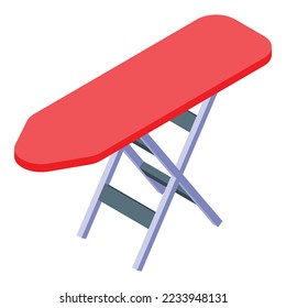 Red ironing board icon isometric vector. Home iron. Wash machine