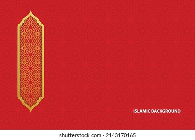 Red islamic background with golden ornament Vector