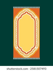 Red Islamic prayer carpet vector design. Prayer mat pattern tiles. Rug design