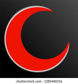 Red islamic symbol on black background. Vector illustration. Eps 10