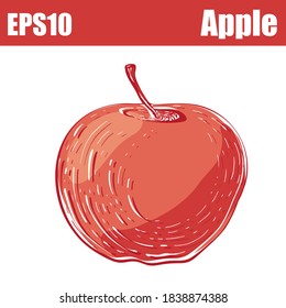 Red isolated apple. Vector illustration