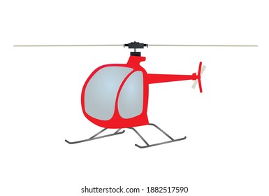 Roter Einzelhubschrauber. Vektorgrafik