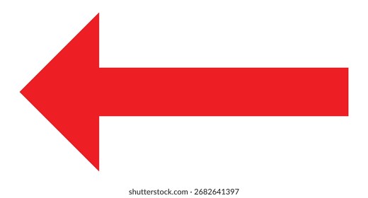 Red isolated long graphical vector single icon on white background. Arrow-head isolated vector icon on white page. Pointing single arrow icon.  Red colour single vector icons. EPS 10. 