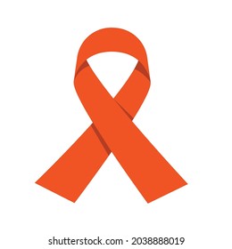 Red isolated ribbon as AIDS symbol illustration.