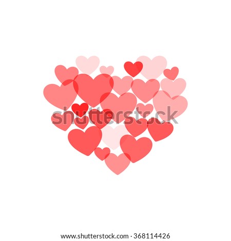 Red isolated vector heart. Love symbol. Romantic sign. Greeting card for St. Valentines Day element. Festive icon. Engagement and wedding attribute. Confessional images. Sweetheart. Outlined hearts.