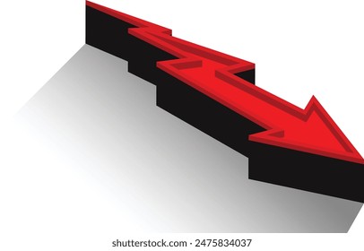 Red Isometric 3d Arrow on white background