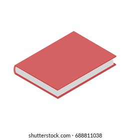 Red isometric book isolated on a white background