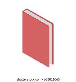 Red isometric book isolated on a white background
