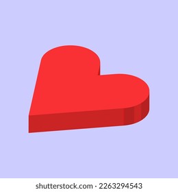 Red isometric heart icon, love symbol.