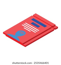 Red isometric package showing the location of a person, concept for tracking service