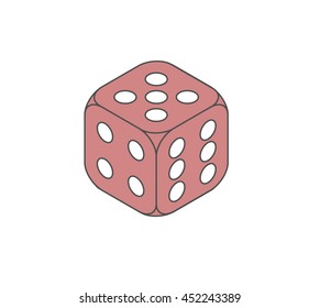 red isometric playing dice showing five four and six
