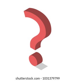 Red isometric question mark isolated on white. Problem, challenge, help and support concept. Flat design. EPS 8 vector illustration, no transparency, no gradients