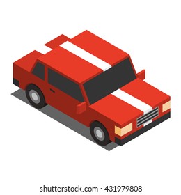 Red isometric racing car illustration