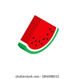 sandía isométrica roja aislada sobre fondo blanco, de estilo plano. Ilustración del vector