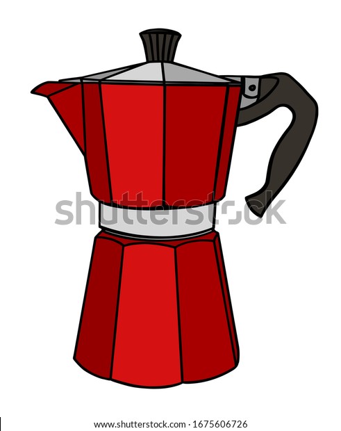 Cafetera, cafetera espresso, estilo italiano, aislada: vector de stock  (libre de regalías) 1590969367 | Shutterstock