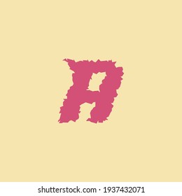 Red italic letter A monogram initial logo with distort or trash style in yellow background